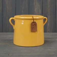 Burnt Yellow Ceramic Pot x 15cm - House Plant Flower Display Storage