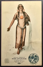 1912 Miss Spokane Official Design Postcard Jo...