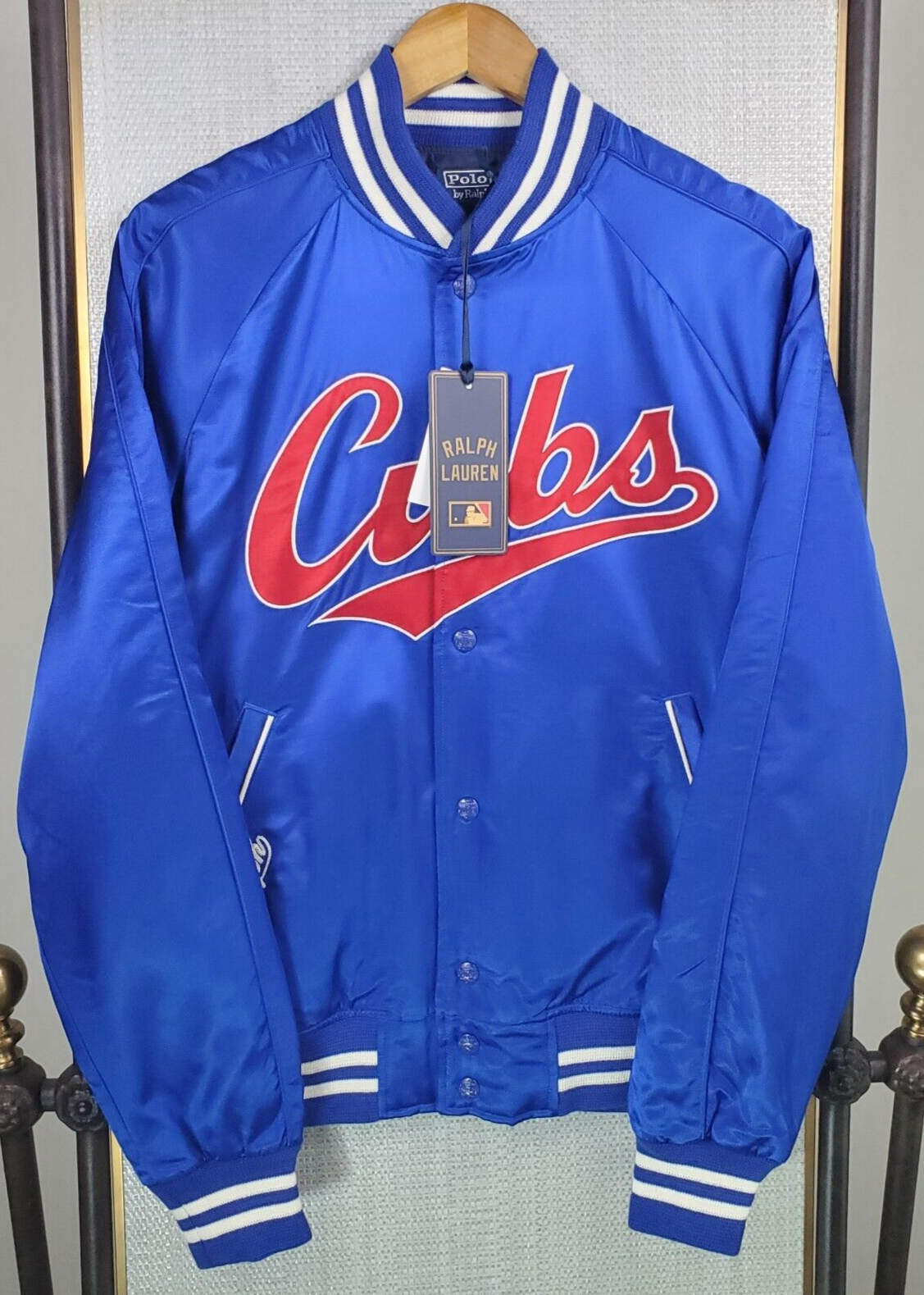 PONY POLO RALPH LAUREN x CUBS nuova $498 giacca a scatto davanti taglia media uomo