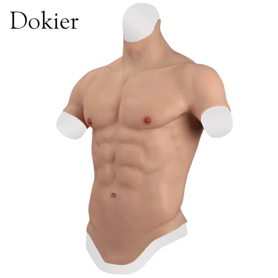 Dokier Realistic Silicone Fake Male Chest Abdominal Muscle Simulation Vest Suit - Image 3 of 4