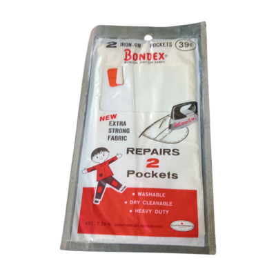 Vintage Bondex Iron-On Repair Pockets Whte Stay-on Fabric