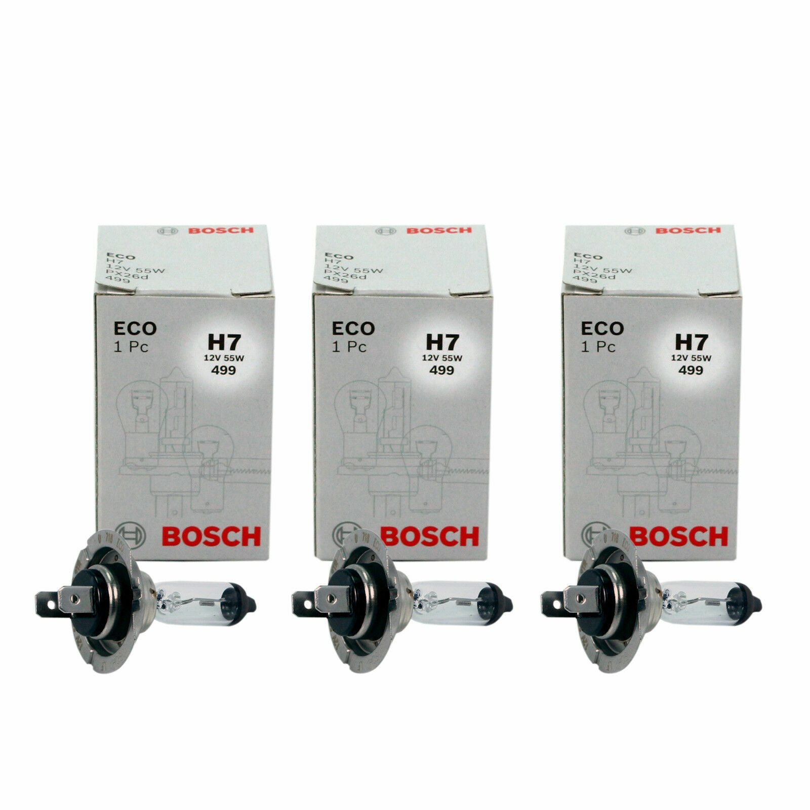 3X Geniune Single Bosch Eco H7 12V 55W 499 ampoule de phare