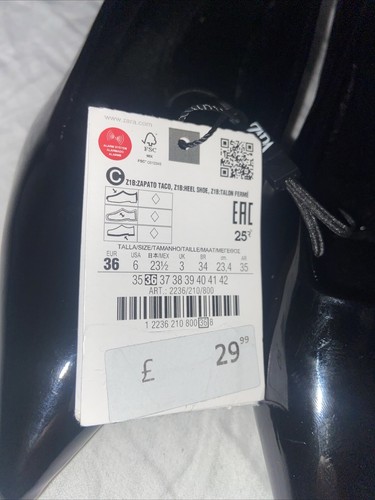 Zapatos de salón Zara efecto charol para mujer UK3 EU36. - Imagen 6 de 6