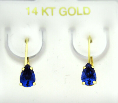 Tansanit 1,32 kt BÜGELOHRRINGE 14 Karat GOLD - neu mit Etikett - HEBELRÜCKEN
