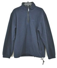 Izod Men Navy Blue 1/4 Zip Fleece High Crew Neck Long Sleeve Athletic Pullover M
