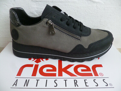 Rieker L3311 Women Lace-up Shoes Sneakers Black/Gray NEW!