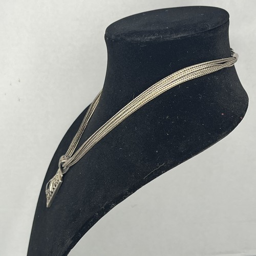 Collier en argent sterling pendentif onyx noir orné de 3 cordes 48,10 grammes 925 vintage - Photo 4/20