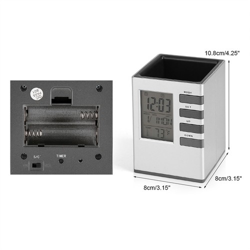 Multi function LED Digital LCD Screen Temperature display Alarm Clock Pen Holder - Picture 7 of 7