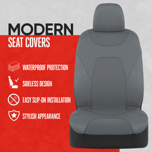 Solid Gray Waterproof Car Seat Covers for Auto Truck Van SUV Front Universal - Bild 2 von 7