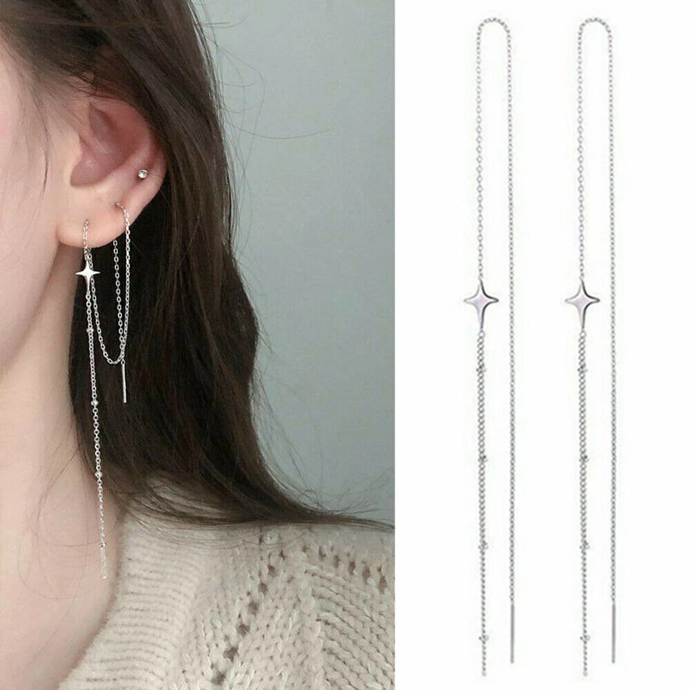 Dangle chain hotsell earrings silver