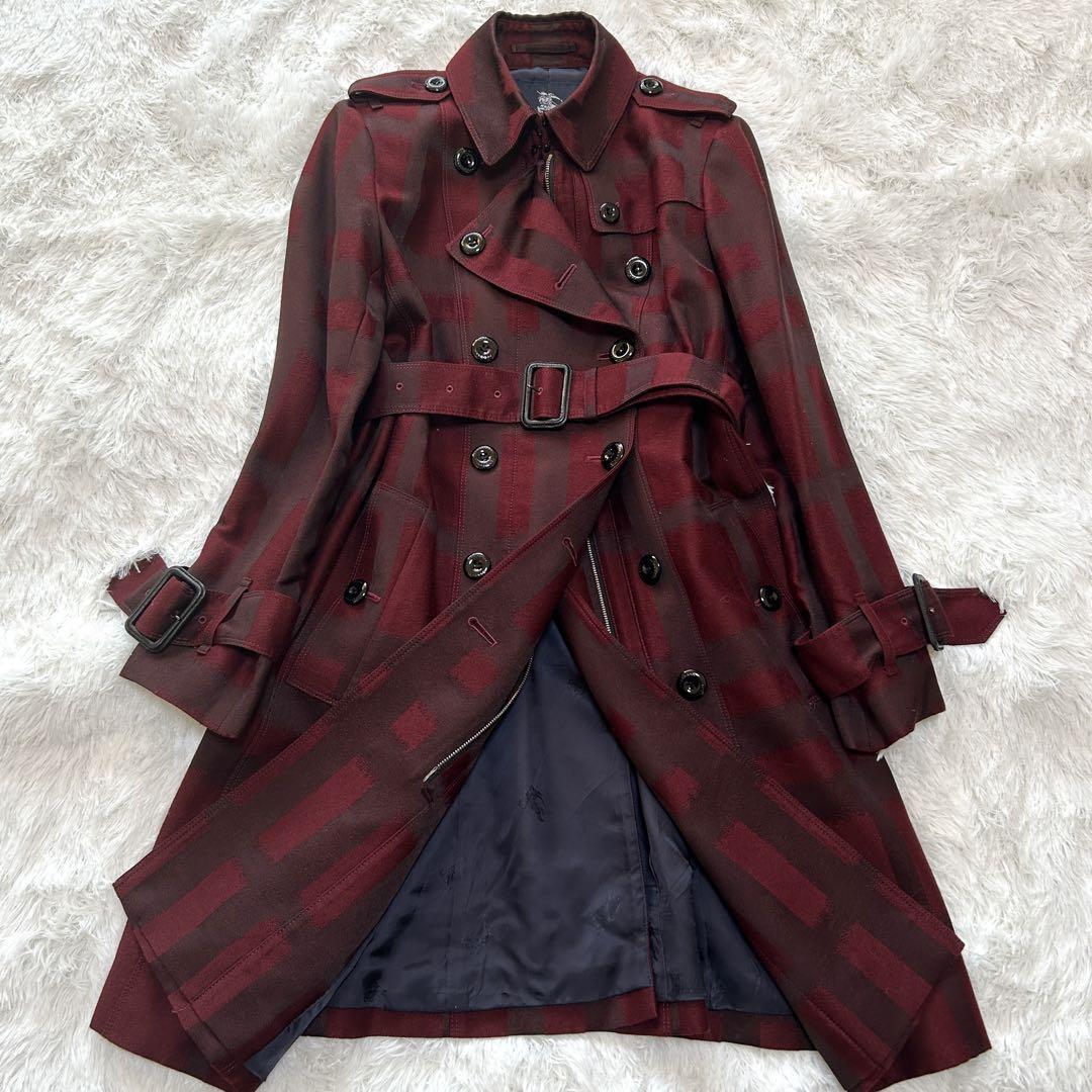 Burberry London 2XL Trench Coat Red Silk Belted Double Zip ж