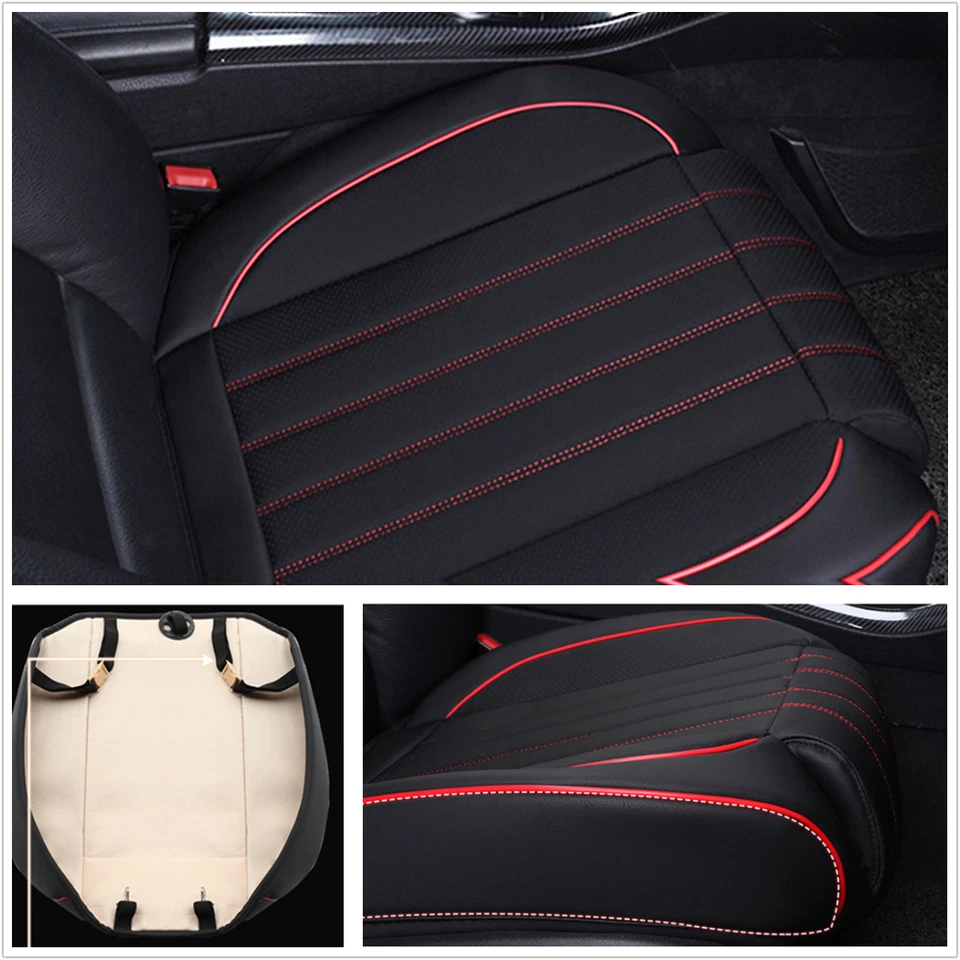 5D Full Surround Front Car Seat Cover Leather Auto Chair Cushion Mat Protector Foto 3 de 4