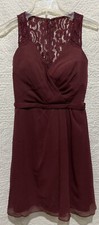 David s Bridal Lace Back Bridesmaid Dress - Wine Color F19439 size 4