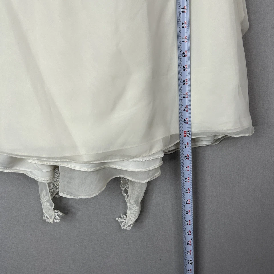 Vestido de novia Mori Lee para mujer 14 blanco sin tirantes con cuentas tren largo con botones en la espalda Foto 4 de 4