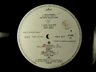 12'' PR0M0 KISS Nowhere to run GENESIS Paperlate ROXY MUSIC More than this VISAGE
