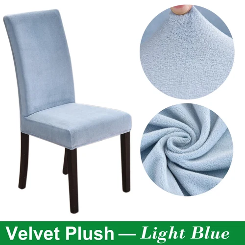 Velvet Chair Cover for Dining Room Elastic Thick Velvet Chair Cover 1/4/6/8 Pcs - Picture 35 of 42