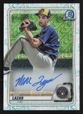 Max Lazar 2020 Bowman Chrome Auto #BCMA-ML Mega Box Mojo Refractor Brewers