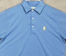 Donald Ross Shirt Mens Large Blue Pencil Striped Golf Polo Short Sleeve Rugby