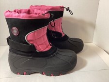 Totes Girls Winter Snow Boots Black Pink Size 4M Waterproof Adjustable