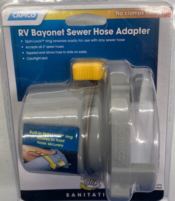 CAMCO RV Easy Slip Spin-Lock Ring Bayonet Sewer Hose Adapter 39173