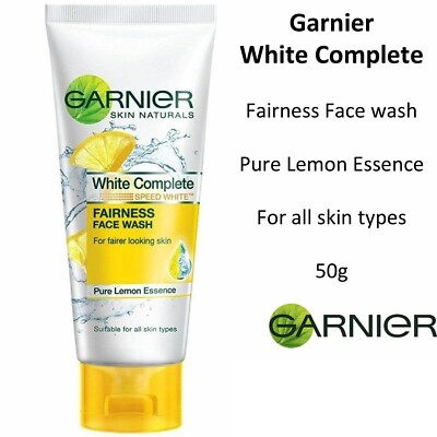 GARNIER WHITE COMPLETE LIGHT CREAM - FAIRNESS FACE WASH -PURE LEMON ESSENCE 50g