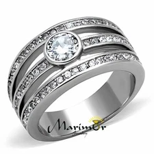 .665 Ct Cubic Zirconia Stainless Steel 316L Anniversary Fashion Ring Sizes 5-10