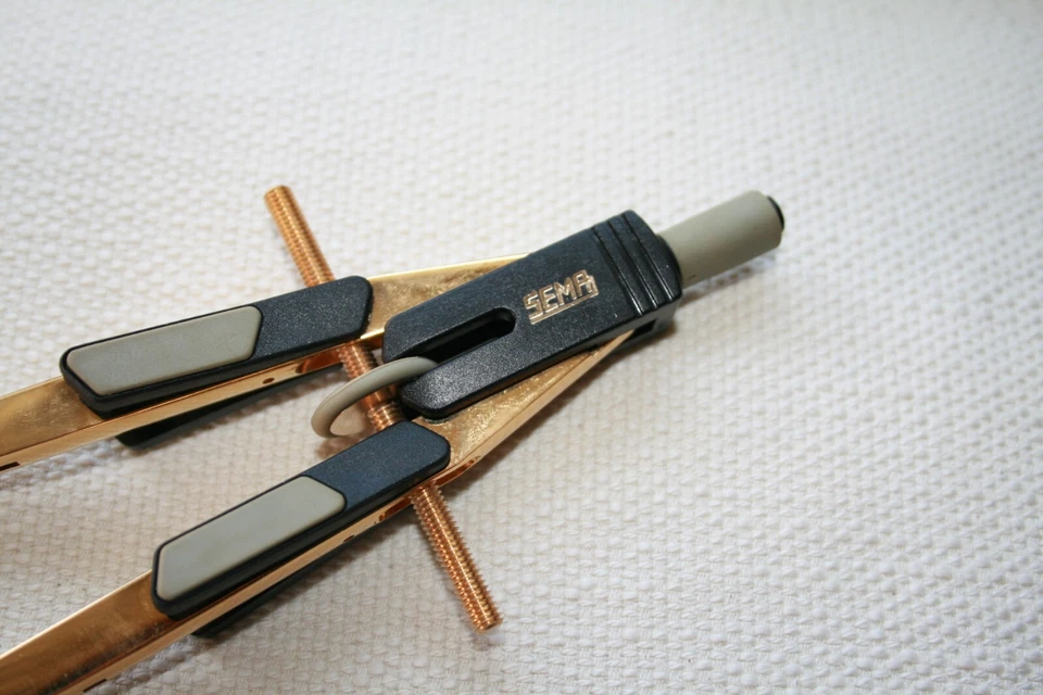 Compás chapado en Oro 18K vintage años 80 dibujo técnico y delineación - Serma - Imagen 4 de 4