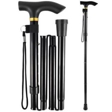 Easy Adjustable Folding Cane Flower Style & Plain Design Walking Stick UK Seller