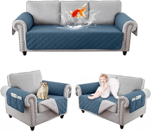 Sitz Sofabezug Wasserdicht Möbel Schonbezug mit Stauraum Sofakissen - Bild 21 von 50