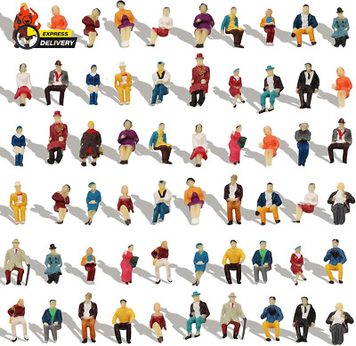 P8711 60Pcs HO Scale 1:87 All Seated People Sitting Figures Passengers Model Des