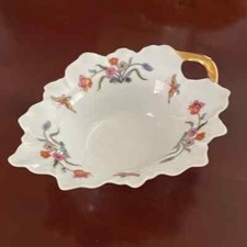 Vintage Haviland Limoges gold accented leaf shaped bowl