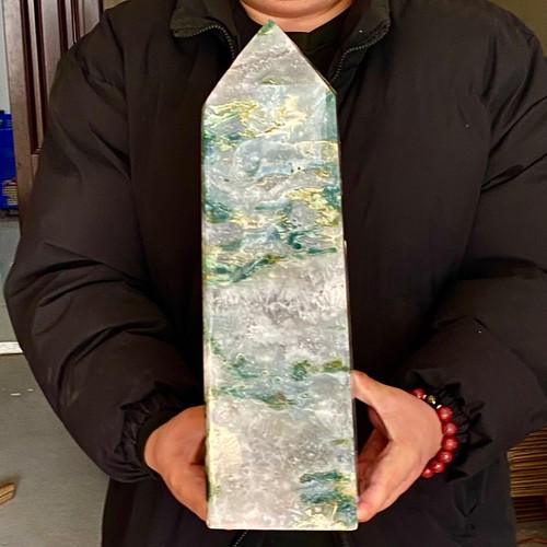 20.76LB Natural water grass agate wide column Obelisk quartz crystal sample - 第 5/12 張圖片