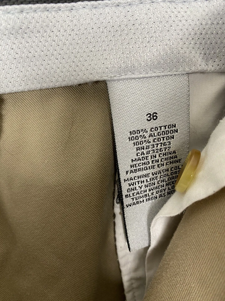 Pantalones Cortos Callaway Para Hombre Caqui Marrón Plisado Delantero Algodón Talla 36 36”W X 11”L X 12”R Foto 4 de 4