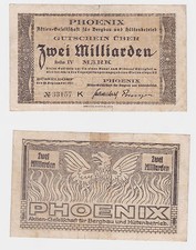 2 Billion Mark Banknote Düsseldorf Phoenix AG for Mining 1923 (121362)