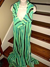 NEW Aesthetic Maxi dress PRETTY LITTLE THING Flared Cute Lime Stripe 12 ❤️tb1000