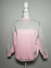 Vintage Gitano Sweatshirt Color Block Pink & Gray Size Small Striped Cuffs Logo.