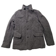 Tumi Reversible Coat Jacket Large Womens Wool Blend Gray/black Zip & Button