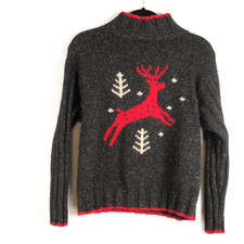 Vintage Nomadic Traders Reindeer Holiday Pullover Sweater Silk Angora Blend