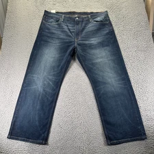 Levi's 569 Jeans Mens 42x30 Blue Denim Cotton Straight Baggy Stretch Workwear