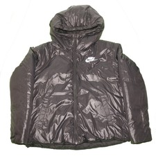 NIKE "Rev Pad" Winter Wende-Jacke ● Logo Swoosh ● Kapuze ● schwarz glänzend ● L