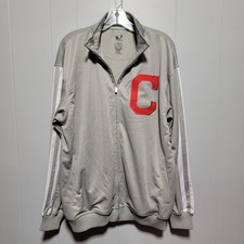 Dynasty Cleveland Guardians Track Jacket Gray Full Zip Athletic Mens Size L