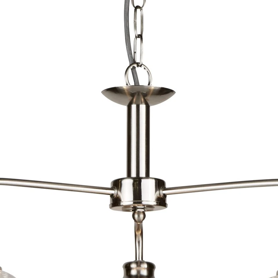 Lampadario Contemporaneo Bistrot Ii Acciaio Argento Vetro 3 Luci E27 - Immagine 3 di 4