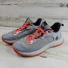 Under Armour Steph Curry Basketball Shoes Youth 7 Gray Blue Sneakers Lace Up
