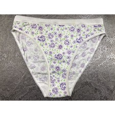 100 Floral Multicolor Cotton Panty Granny Brief High Waisted Size 9 Vintage