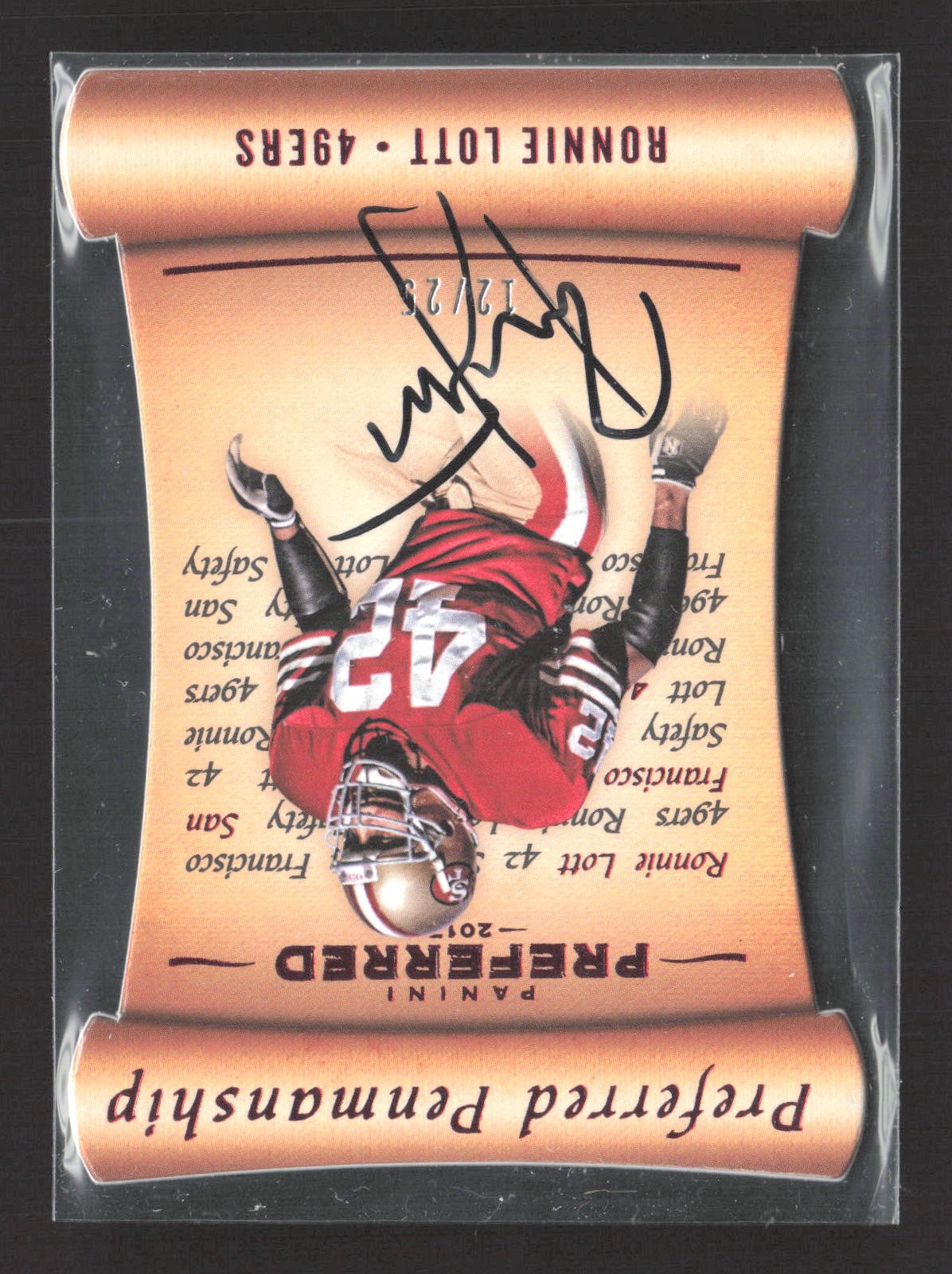 2017 Panini Preferred Preferred Penmanship Ronnie Lott #140 12/25 Auto 49ers