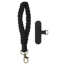 Boho Macrame Keychain Boho Wrist Keychain with T-shaped Pad Black