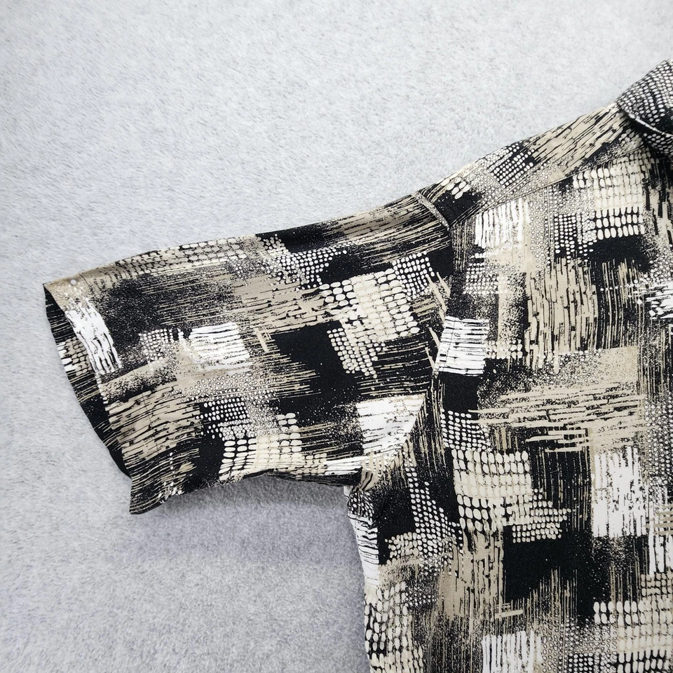 Concepts by Claiborne Shirt Mens Large Black Beige Abstract Print Short Sleeve - Image 3 of 4