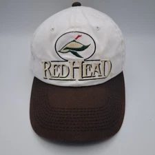 Vintage Red Head Bass Pro Shops Hat Cap Snapback White Brown with Duck Logo
