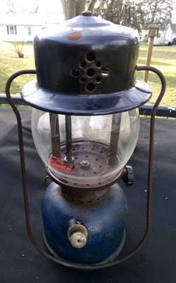 #ad #ad Vintage Coleman 2434 Single Mantle Lantern Black Top and Blue untested $125.00