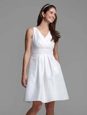 David s Bridal Short Shantung Dress w/Tank Surplice bodice Size 4 Worn Once